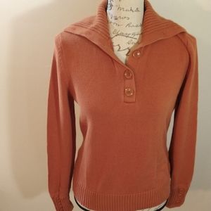 Rust Color Sweater Shawl Collar Long Sleeves